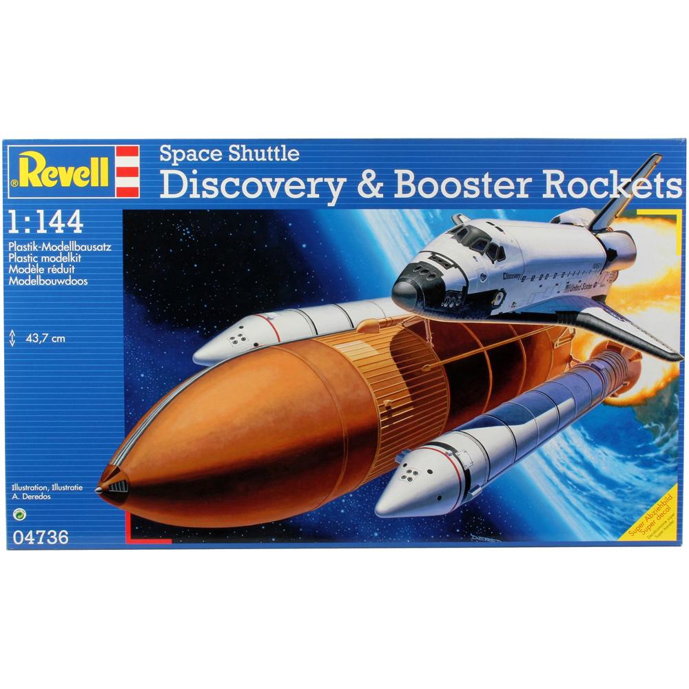 View 4 Revell Space Shuttle Discovery & Booster Rockets Plastic Model Kit (Scale 1:144) RV04736