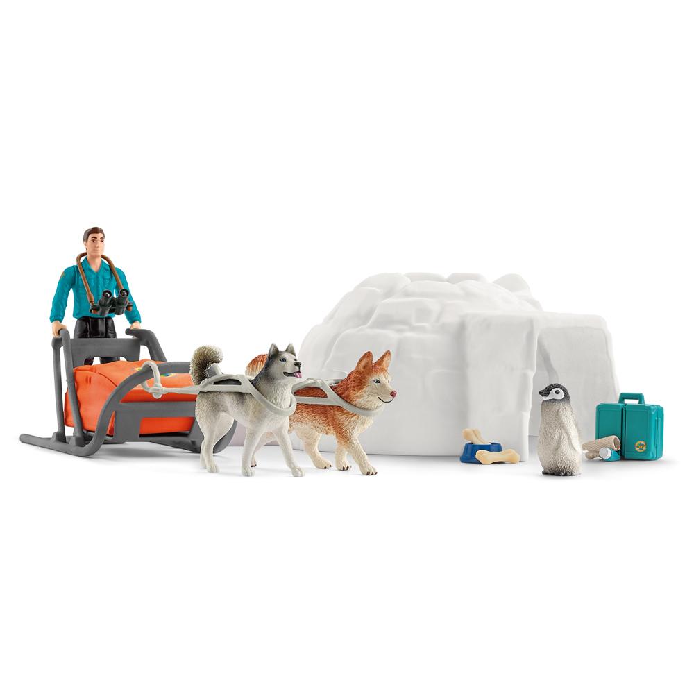 Schleich Wild Life Antarctic Expedition Sled Dogs and Penguin Figures Set