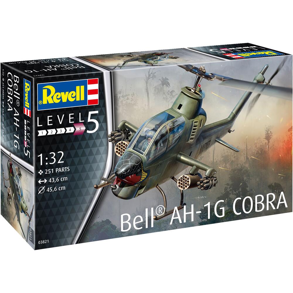 Revell Bell AH-1G Cobra Attack Helicopter Military Aircraft Model Kit Scale 1:32 03821