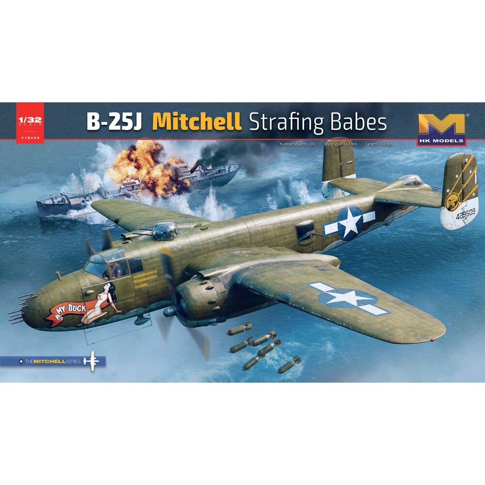 HK Models B-25J Mitchell Strafing Babes Military Aircraft Model Kit Scale 1:32 01E036