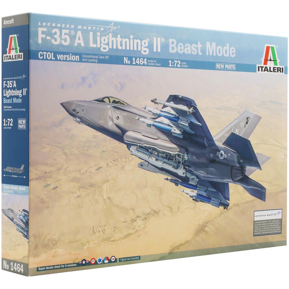 Italeri F-35A Lightning II Beast Mode Military Aircraft Model Kit Scale 1:72 1464