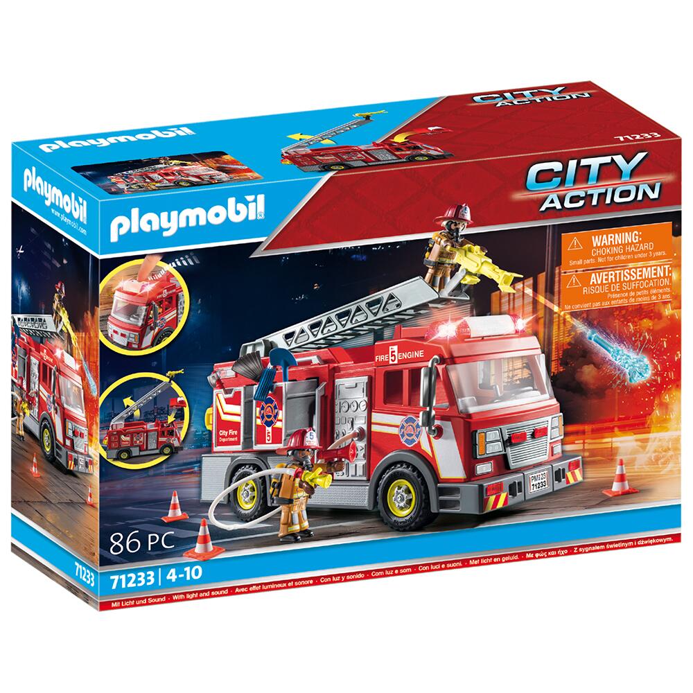 Playmobil City Action Fire Engine with Flashing Lights Vehicle Playset 71233