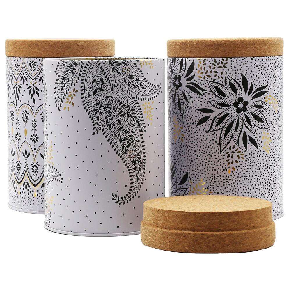 Sara Miller Artisanne Noir Set of 3 Storage Caddies with Cork Lids