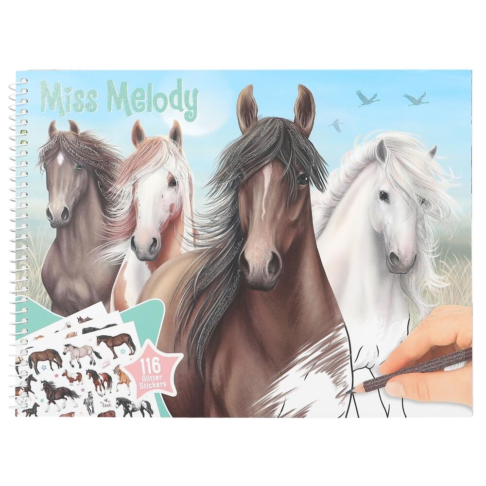 Depesche Miss Melody Horse Colouring Book 116 Glitter Stickers 12978_A