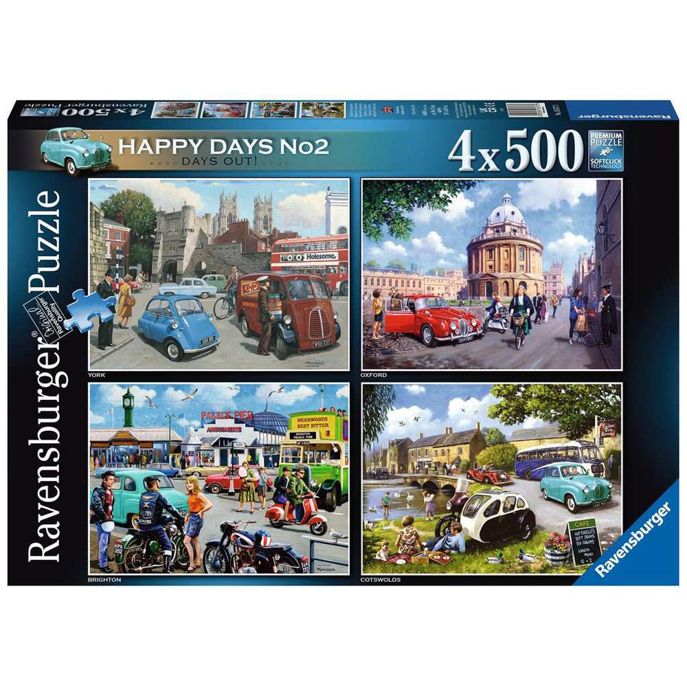 Ravensburger Happy Days No.2 York, Oxford, Brighton & Cotswolds Set of Four Jigsaw Puzzles