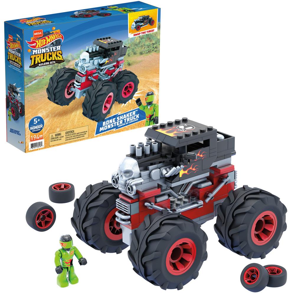 Mega Construx Hot Wheels, voiture à construire Bone Shaker, 118 pièces, jeu de briques de