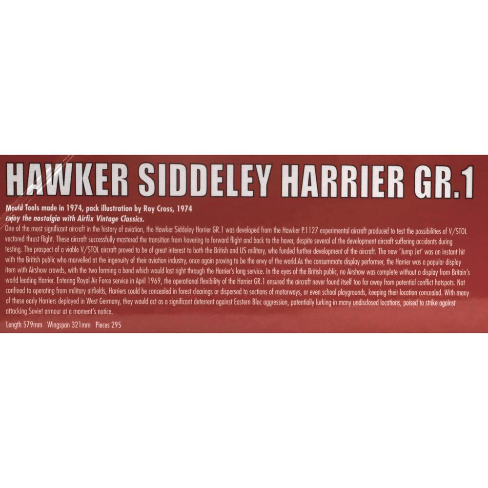 View 4 Airfix Hawker Siddeley Harrier GR 1 Vintage Classics Model Kit Scale 1:24 A18001V