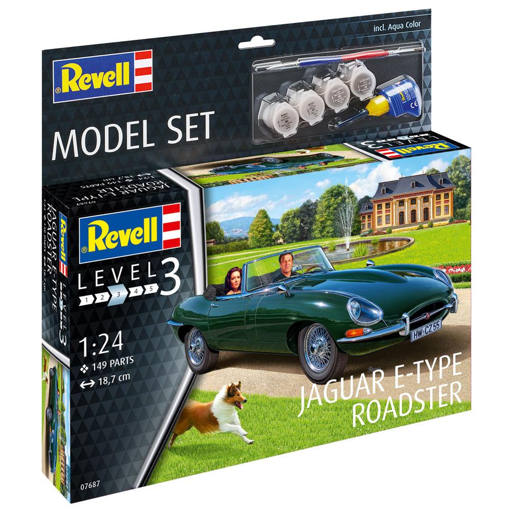 View 3 Revell Jaguar E-Type Roadster Car Model Set Scale 1:24 67687