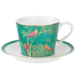 View 2 Portmeirion Sara Miller Chelsea Collection Green Birds Tea Cup & Saucer SMCG78924-XG