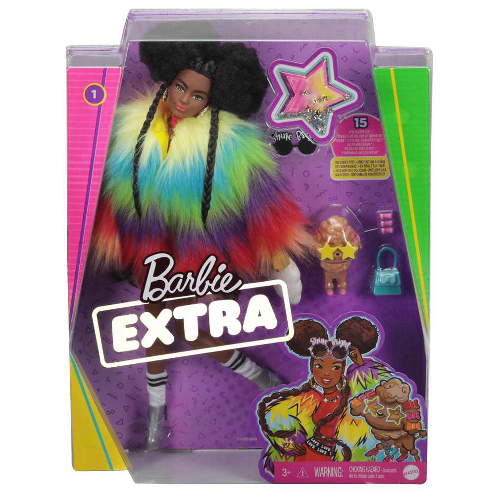Barbie Extra Doll RAINBOW COAT WITH PET POOCH GVR04