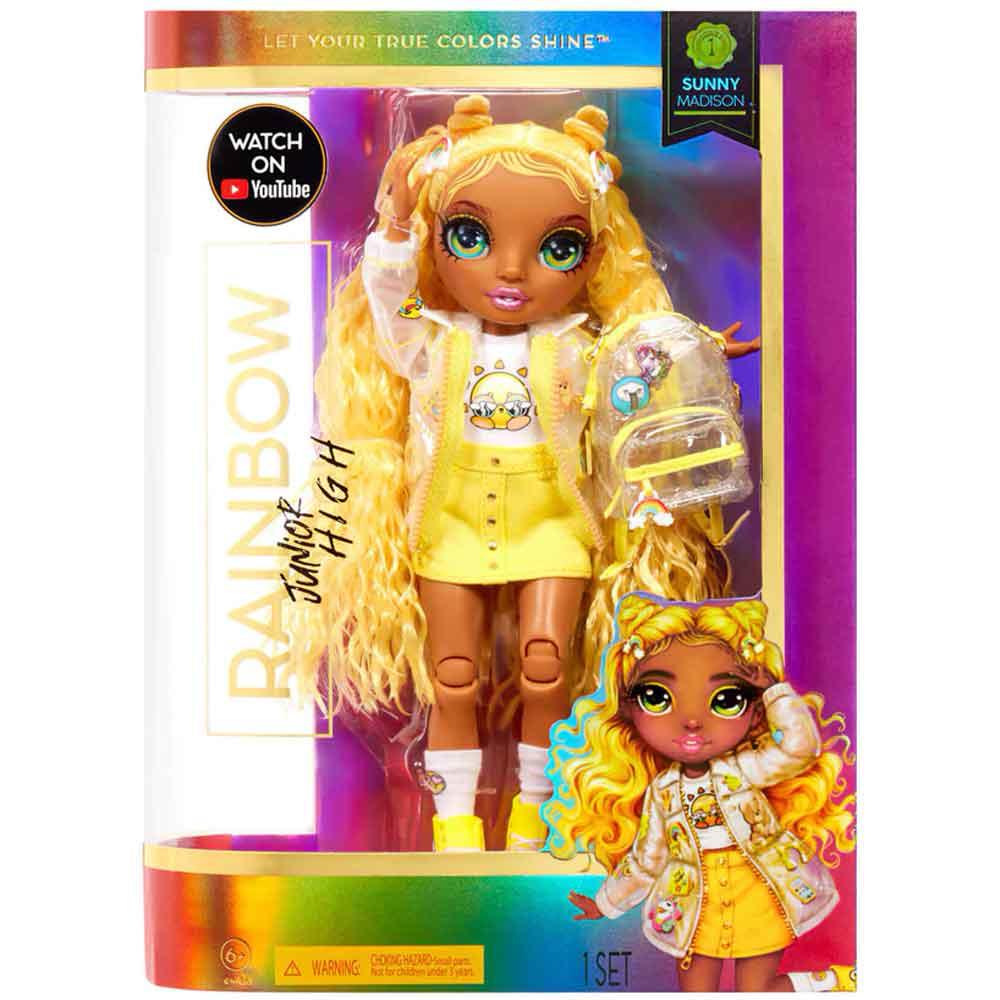 View 2 Rainbow High Junior Fashion Doll Sunny Madison Yellow 9 Inch Tall with Outfit 579977EUC
