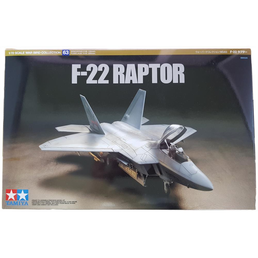 Tamiya Lockheed Martin F-22 Raptor Jet Fighter Model Kit Scale 1:72 60763