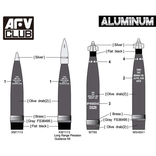 AFV Club Artillery Shells PGK Series 155mm for 1:35 Scale Model Kits ...