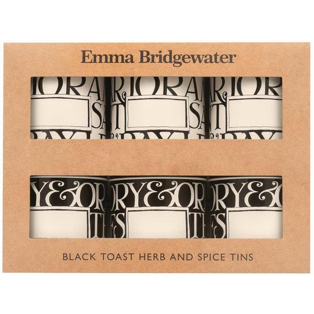 Emma Bridgewater Black Toast Herb and Spice Tins Set of 6 Kitchen Storage BT3073