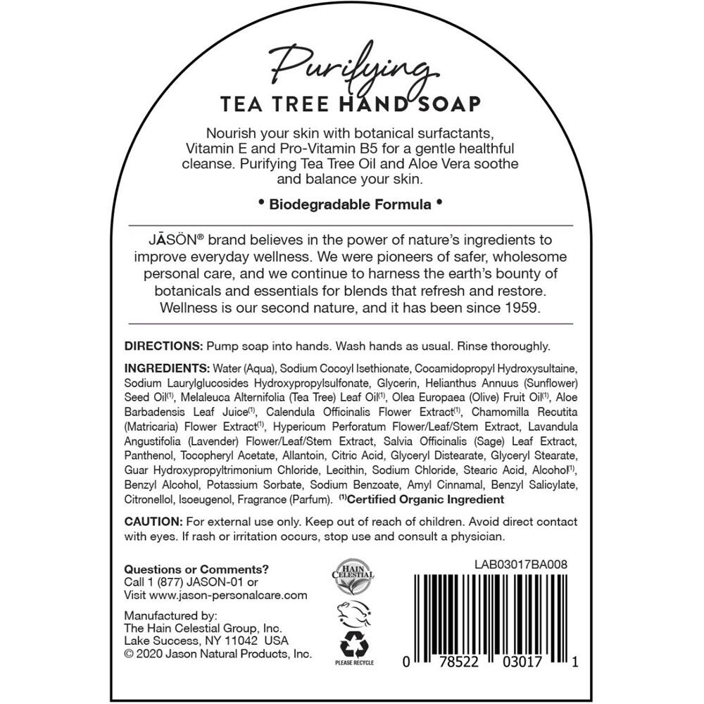 View 4 Jason Purifying Tea Tree Hand Soap 473ml Revives and Nourishes Skin K0144