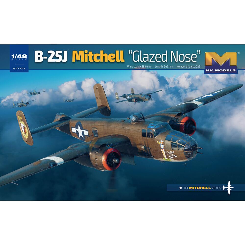 HK Models B-25J Mitchell Glazed Nose Bomber Aircraft Model Kit Scale 1:48 01F008