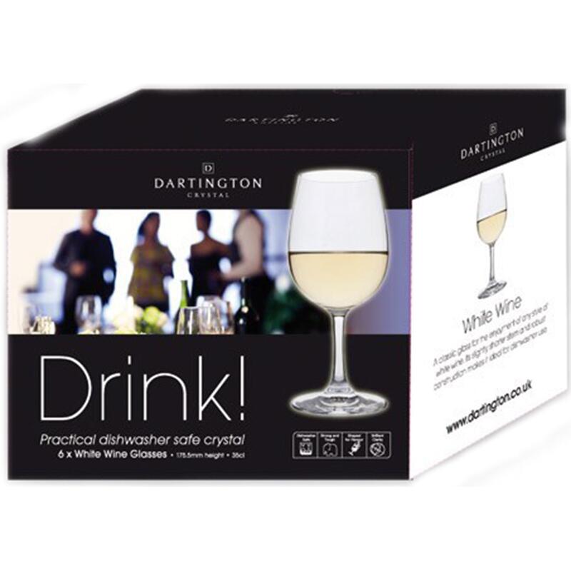 Dartington Crystal DRINK! Collection WHITE Wine Glasses 350ml SET of 6 ST2670/3/6PK