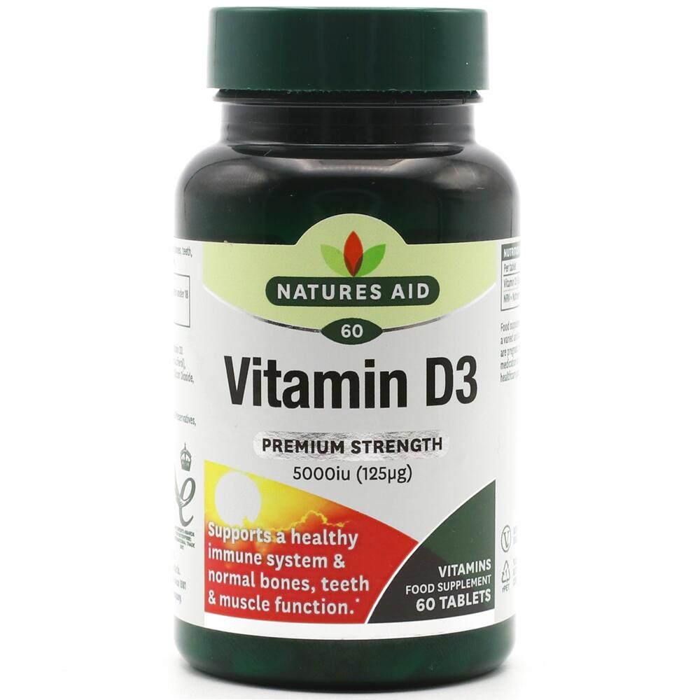 Natures Aid Maximum Strength Vitamin D3 5000iu 125µg 60 TABLETS 135920