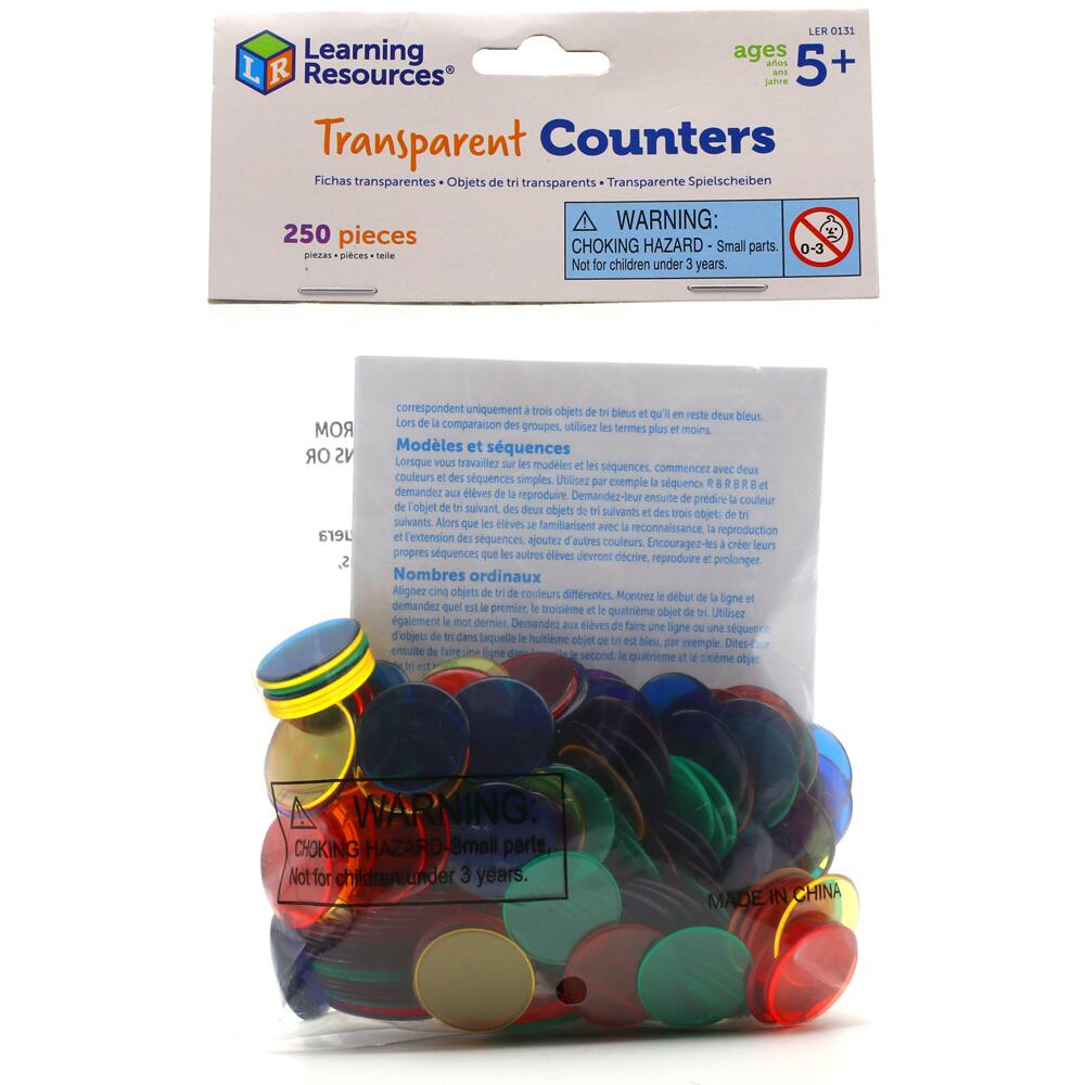 Learning Resources Transparent Counters, 2cm in 6 colours (Set of 250) LER0131