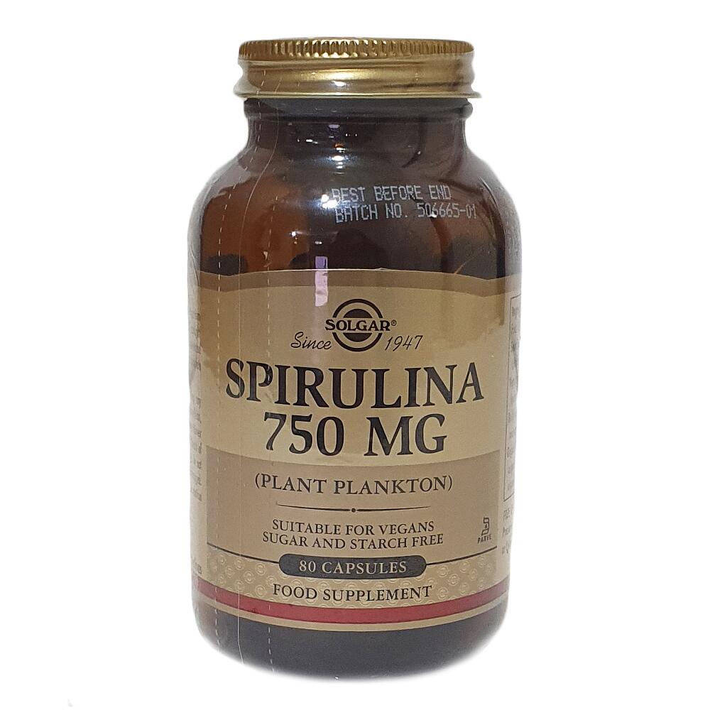 Solgar Spirulina 750mg (Plant Plankton) Food Supplement - 80 CAPSULES E30028