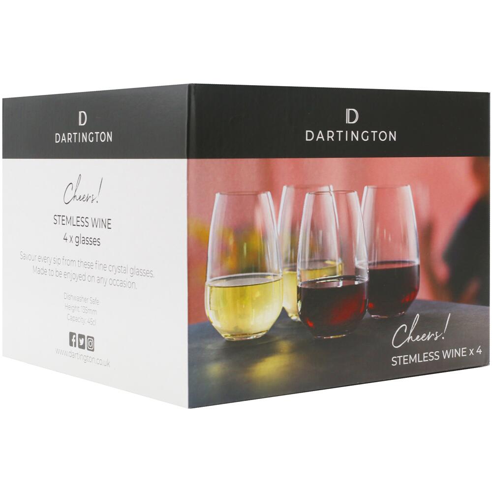 Dartington Cheers! Stemless Wine Glasses 450ml Set of 4 Dishwasher Safe TU3286/9/4PK