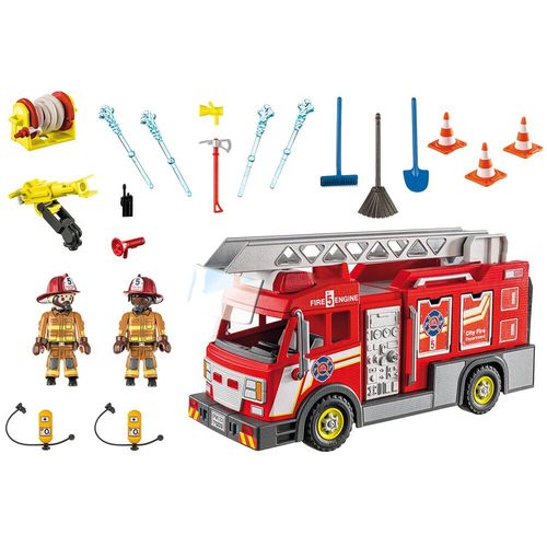 Playmobil City Action Fire Engine with Flashing Lights Vehicle Playset ...