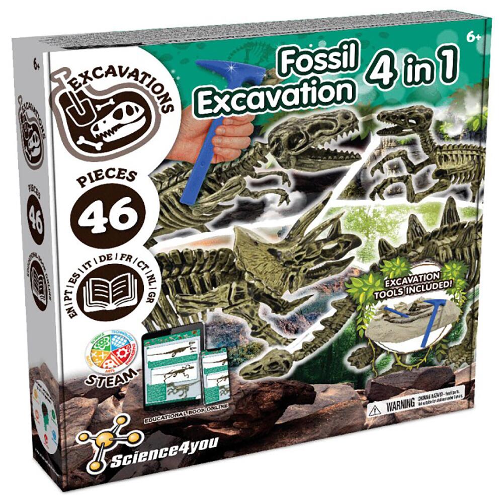 Science4You Fossil Excavation 4 in 1 Educational STEAM Set 80004246