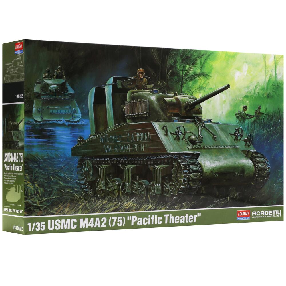 Academy USMC M4A2 Sherman Tank 75mm Pacific Theater Model Kit Scale 1/35