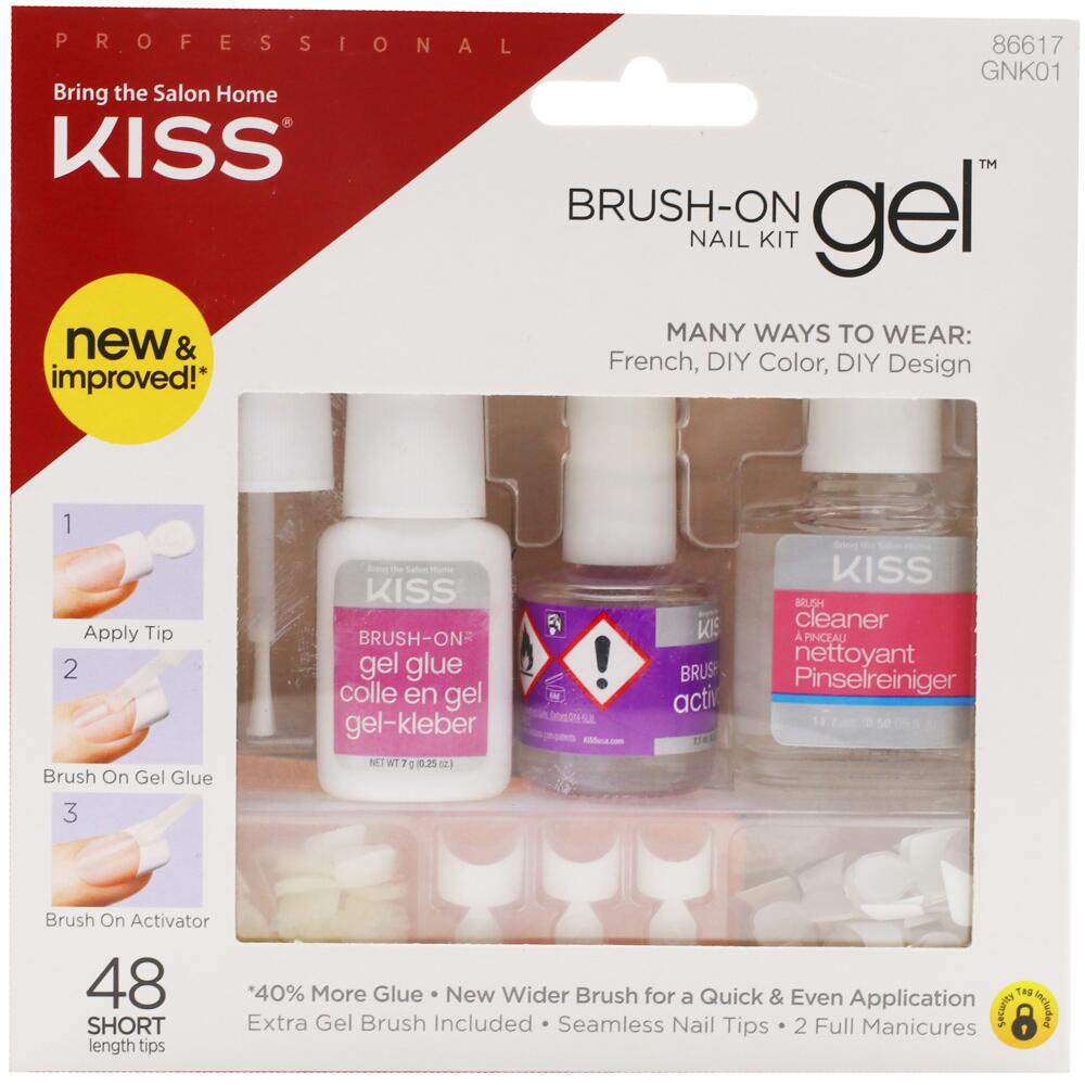 KISS Artificial Nail Kit Professional Brush On Gel DIY All in One with Glue GNK01C