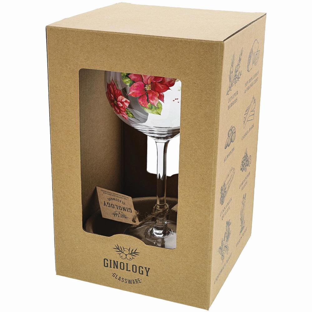View 4 Ginology Glassware Red Poinsettia Gin Copa Glass 690ml Floral Design Boxed A30664