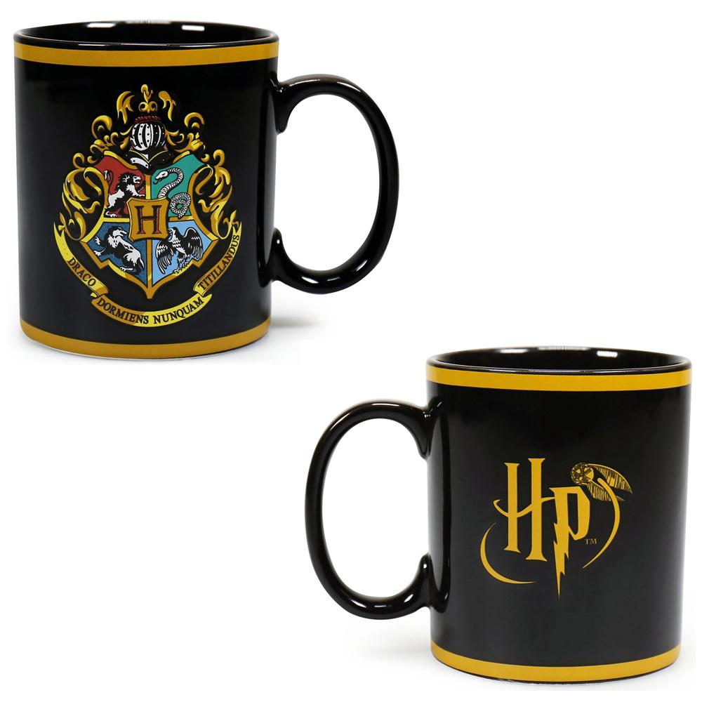 View 5 Harry Potter Hogwarts Crest 400ml Ceramic Black Mug Dishwasher Safe Boxed MUGBHP62