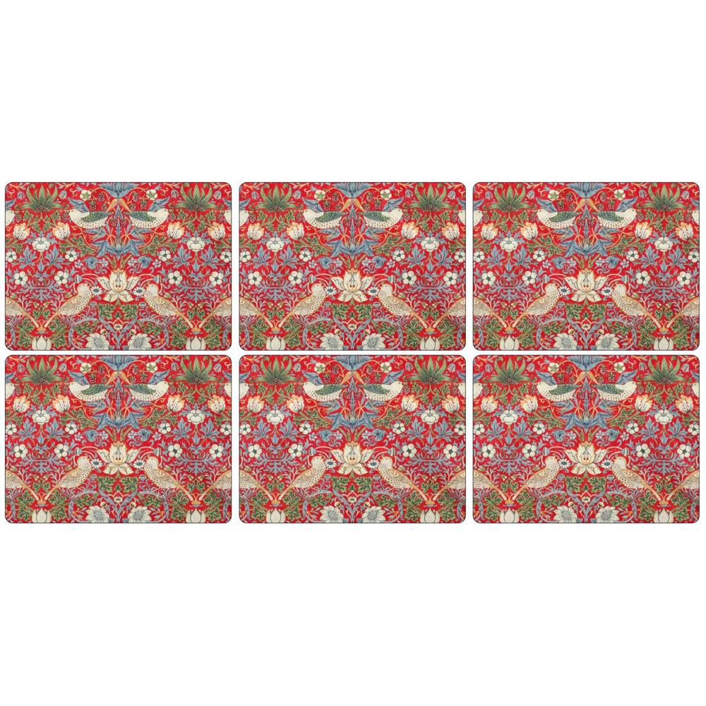 Morris & Co for Pimpernel Strawberry Thief Red PLACEMATS Set of 6 X0010568718V