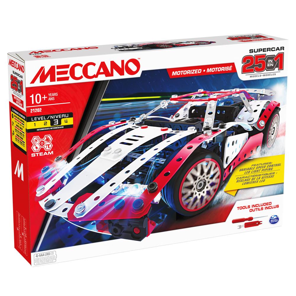 Meccano Supercar 25 in 1 Model Building Set with Working Lights for Ages 10+ 6062054