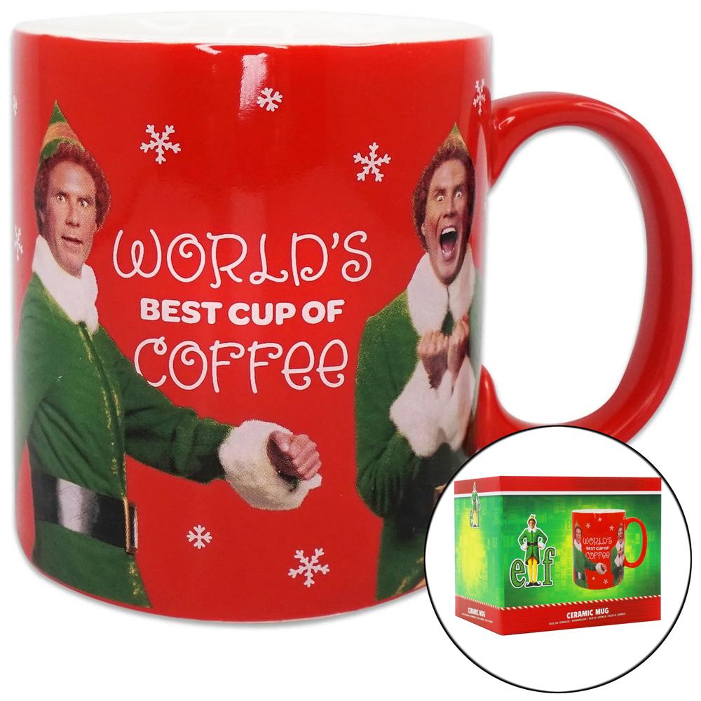 View 3 Elf Worlds Best Cup of Coffee 400ml Ceramic Mug Dishwasher Safe MUGBELF01LP