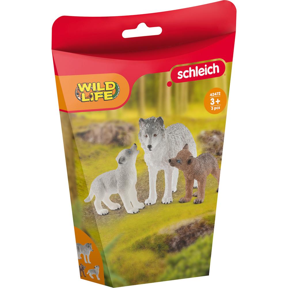 Schleich Wild Life Mother Wolf with Pups 3 Figure Pack for Ages 3+ SC42472