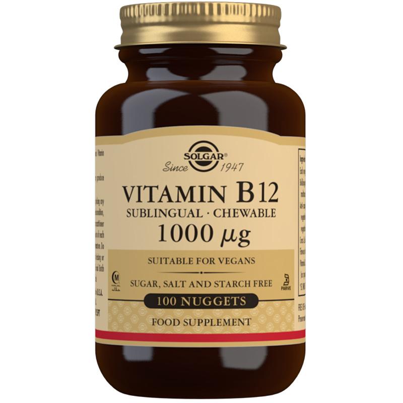 Solgar Vitamin B12 1000 µg 100 Sublingual Chewable  NUGGETS SOLE3229