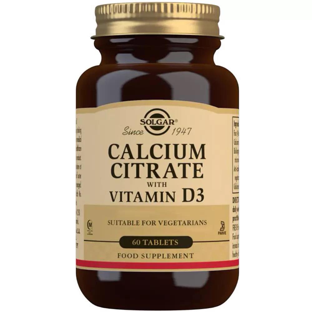 Solgar Calcium Citrate with Vitamin D3 60 Vegetarian Tablets E430E