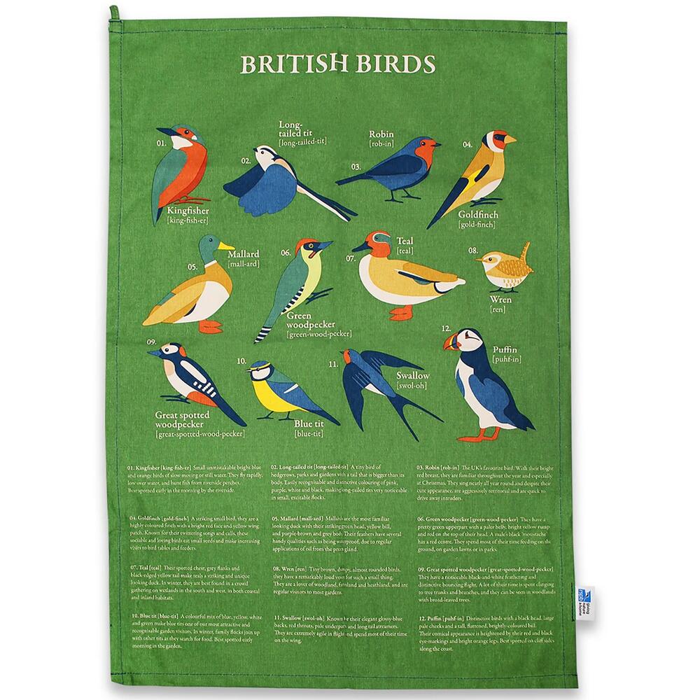 RSPB Garden Birds Tea Towel Recycled Cotton TWTLRSPB06