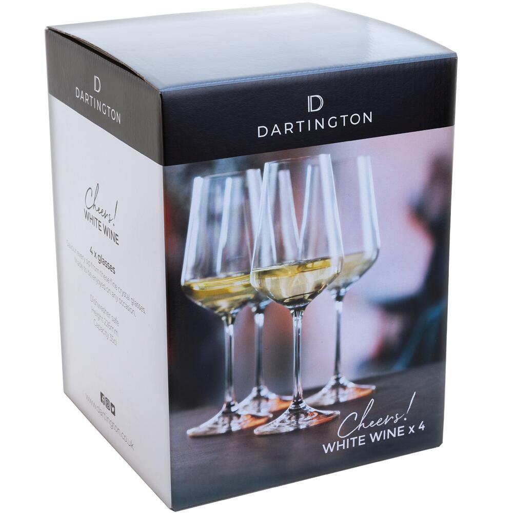 Dartington Crystal CHEERS! WHITE Wine Glasses Set of 4 Boxed
