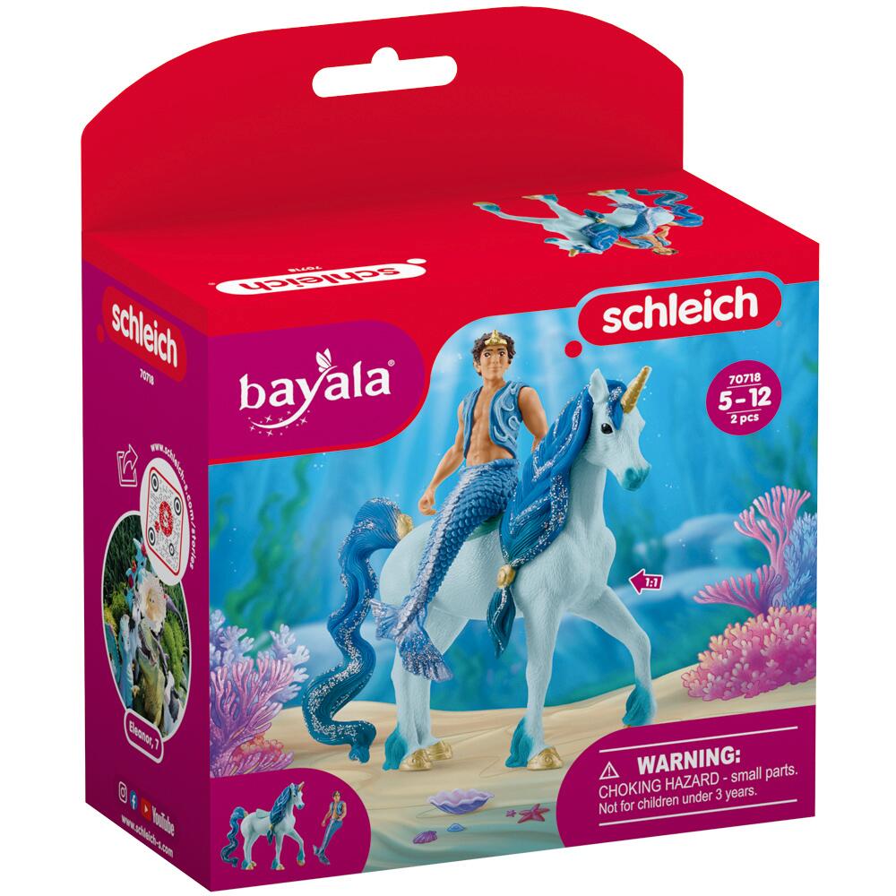 Schleich Bayala Ayron Merman on Unicorn Fantasy Figure Set for Ages 5-12 70718