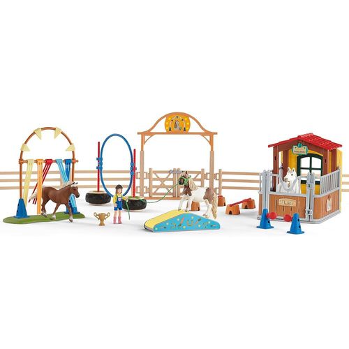 Schleich Farm World Agility at The Horse Stable 74 Piece Playset 72149 ...