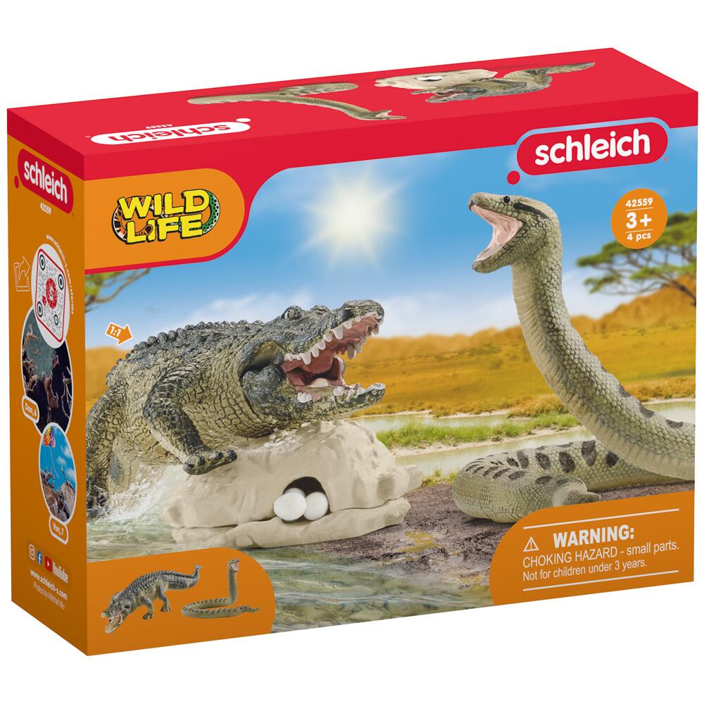 Schleich Wild Life Danger in The Swamp Alligator and Snake Figure Playset 42559