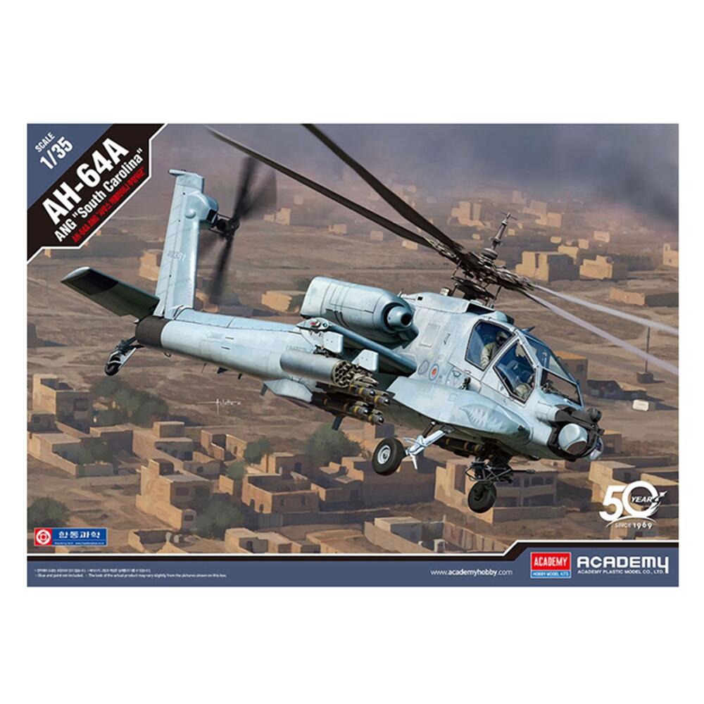 Academy 1/35 AH-64A Apache Helicopter – South Carolina ANG – Plastic Model Kit #12129
