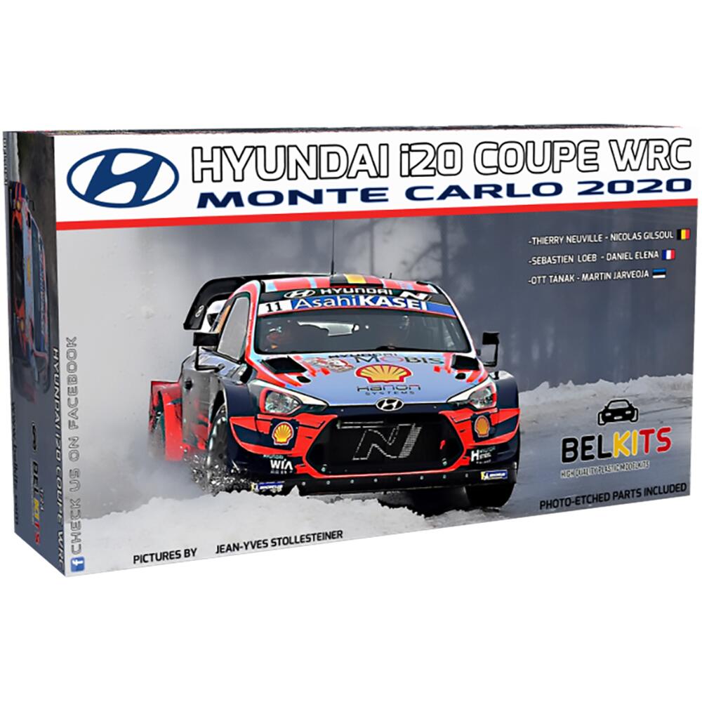 Belkits Hyundai i20 Coupe WRC Monte Carlo 2020 Rally Car Model Kit Scale 1:24 BEL021