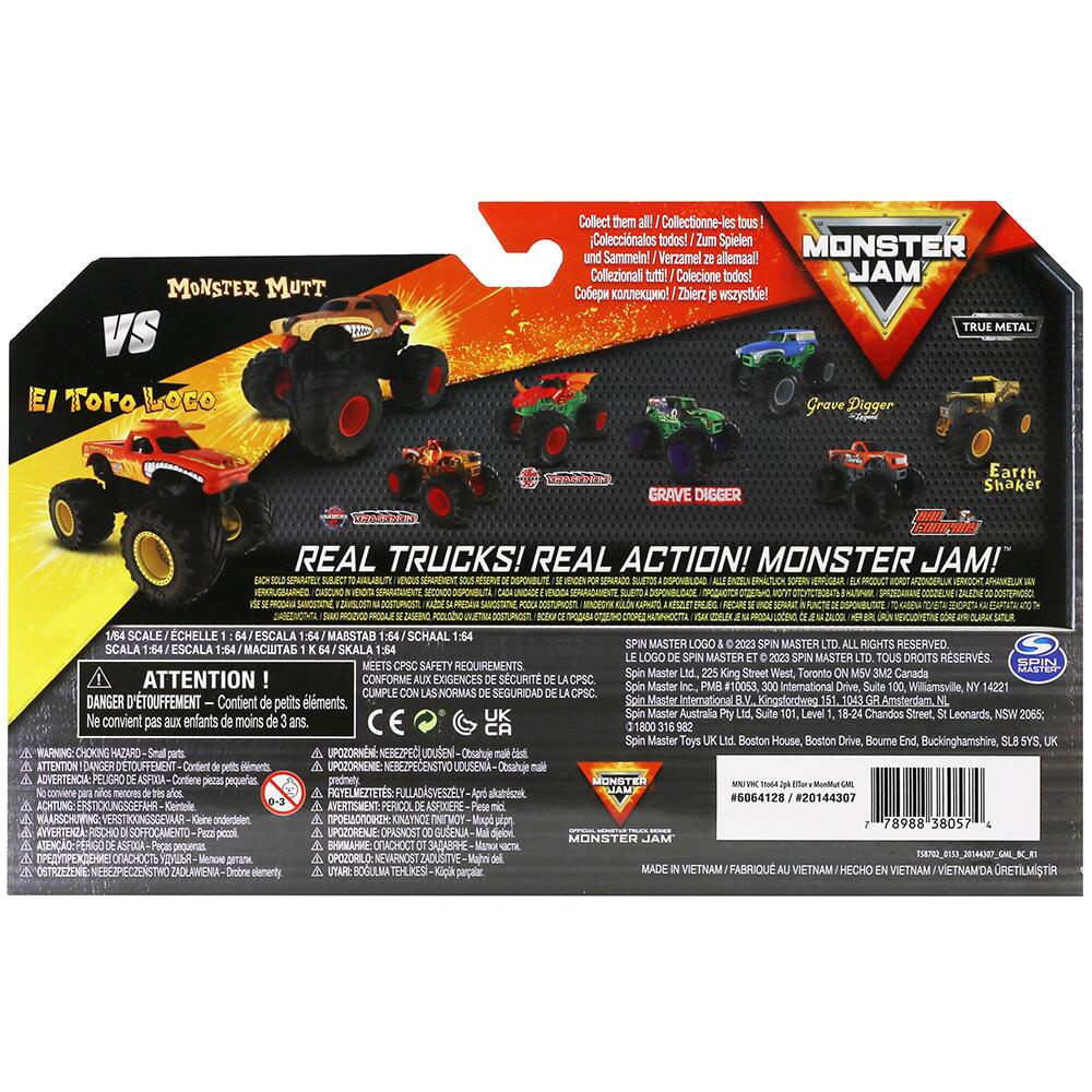 Monster Jam Die-Cast Trucks Scale 1:64 EL TORO LOCO VS MONSTER MUTT