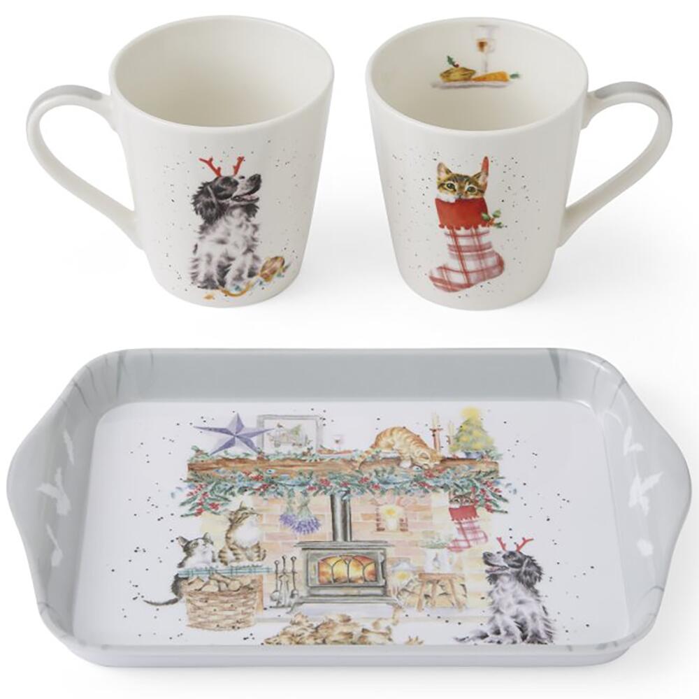Wrendale Designs Royal Worcester Keramiktasse 0,3 L - Hundemotiv "Movie Night", Feines Bone China