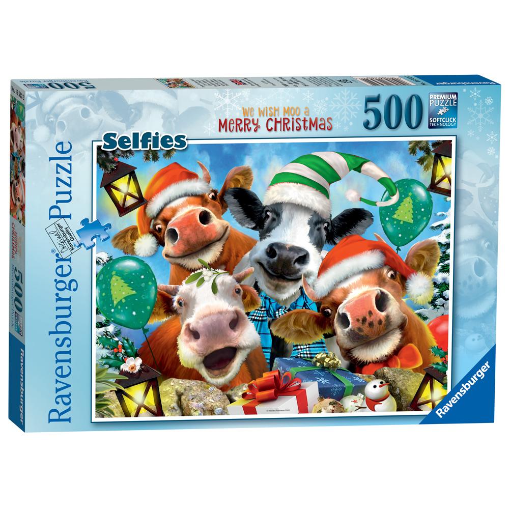 Ravensburger We Wish Moo a Merry Christmas Selfie 500 Piece Jigsaw Puzzle 16532