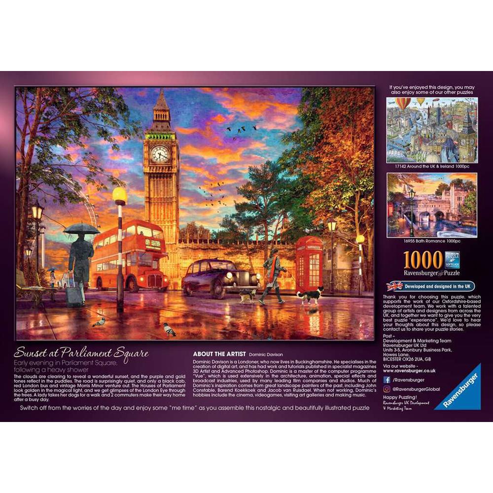 View 3 Ravensburger Sunset at Parliament Square 1000 Piece Jigsaw Puzzle 17141