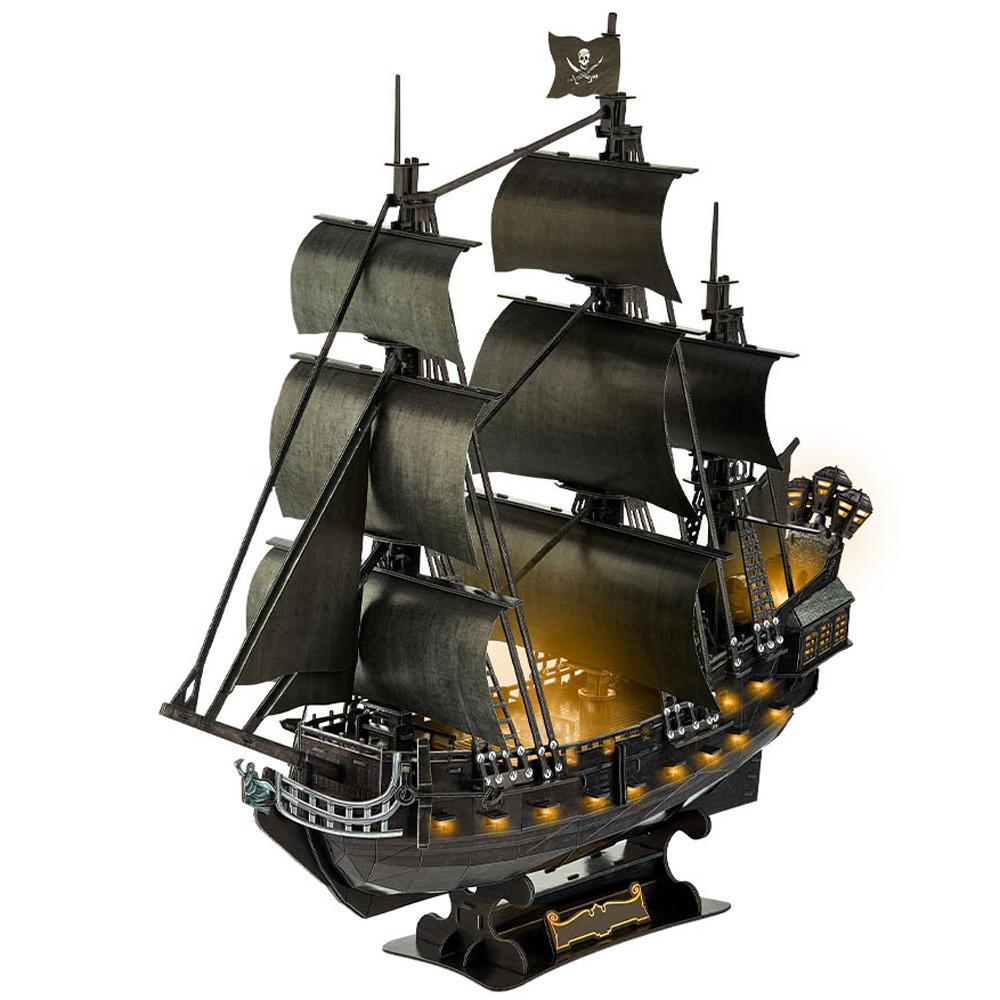 View 2 Revell Pirates of the Caribbean Black Pearl 3D Puzzle with LED 68cm Long 00155