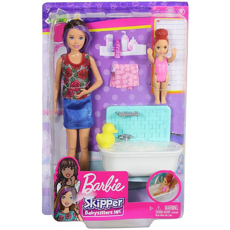 Barbie Skipper Babysitters INC Doll & Playset BUBBLE BATH SET with RED ROSE SHIRT BARBIE FXH05